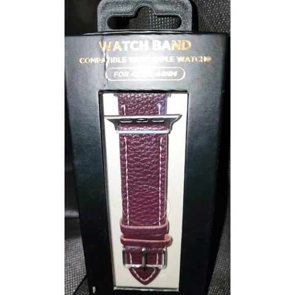 Leather Watch Band Compatible With Apple Watch 42mm & 44mm Brown BNIB - Picture 2 of 5